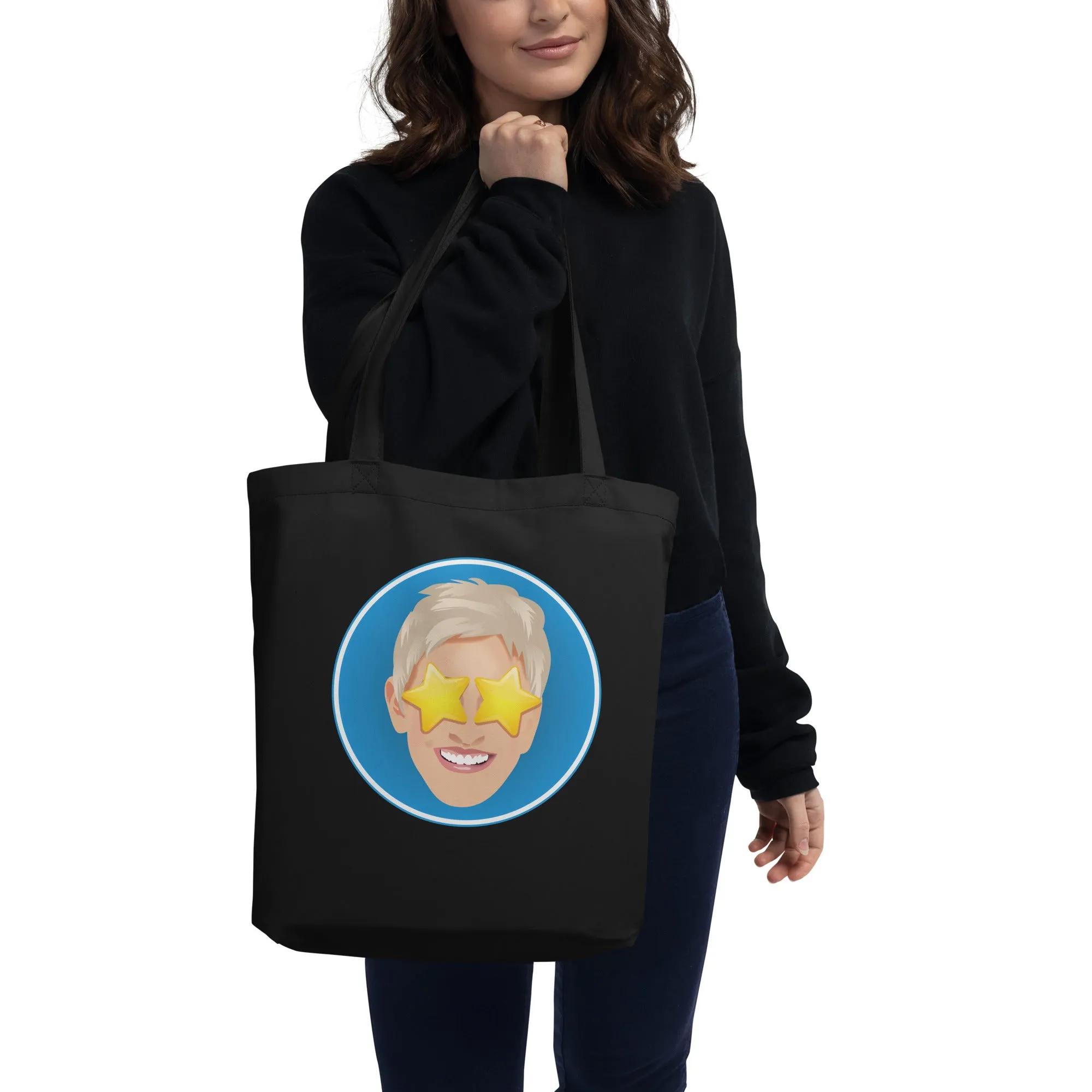 Ellen Emoji Star Eyes Tote- Black