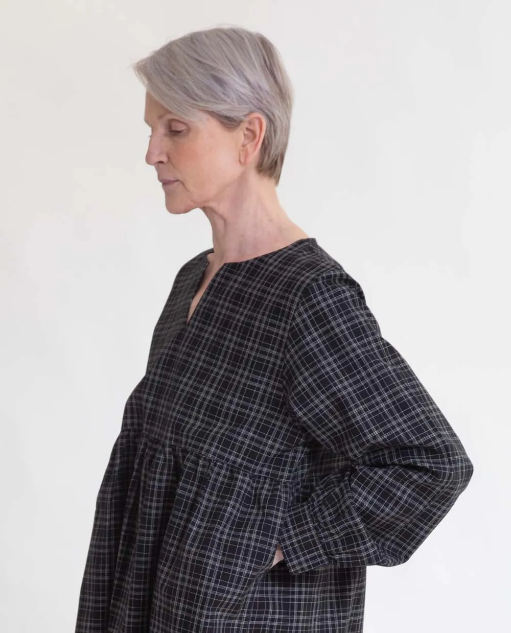 Eloise-Cay Organic Cotton Dress In Black & White Check