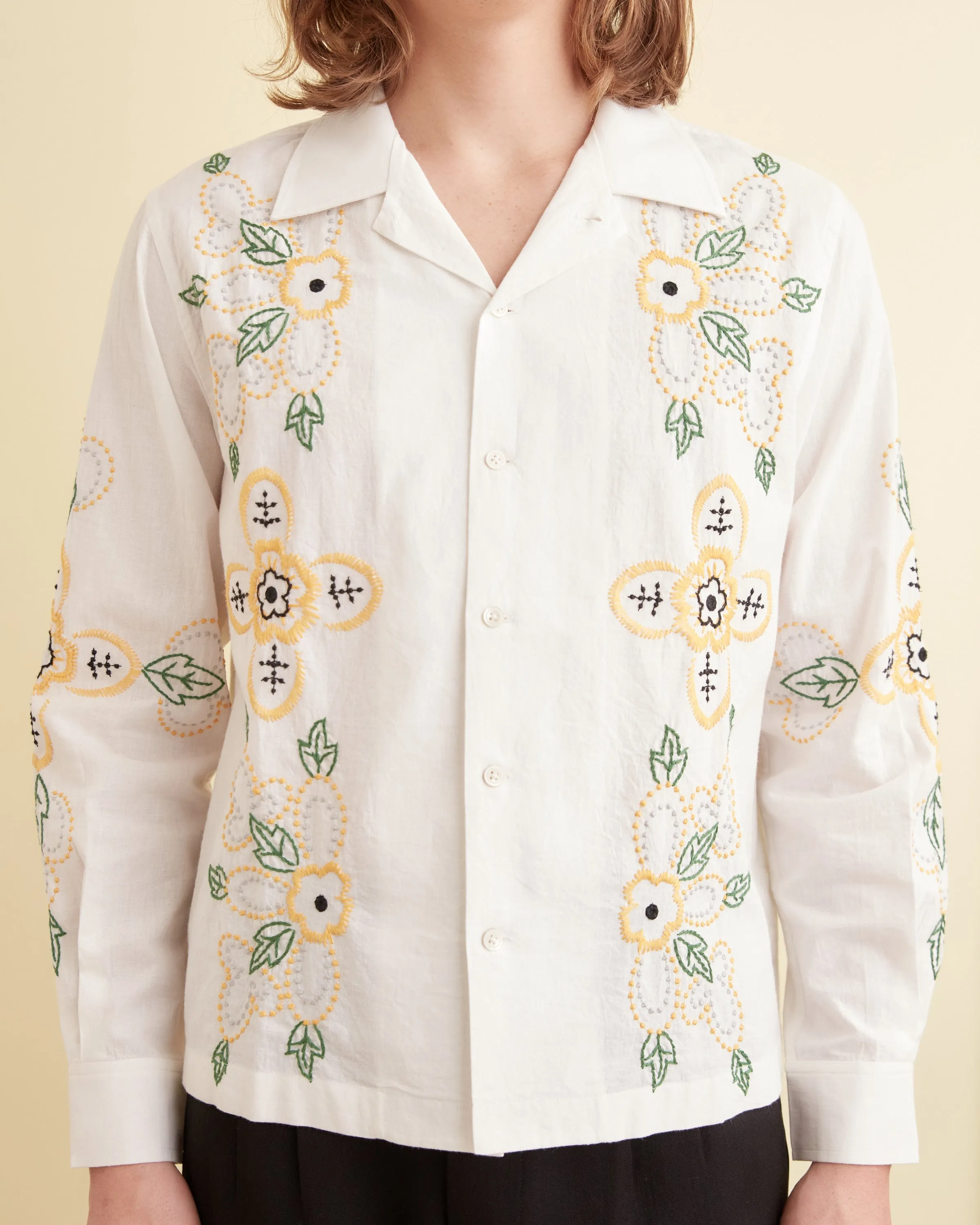 Embroidered Buttercup Long Sleeve Shirt