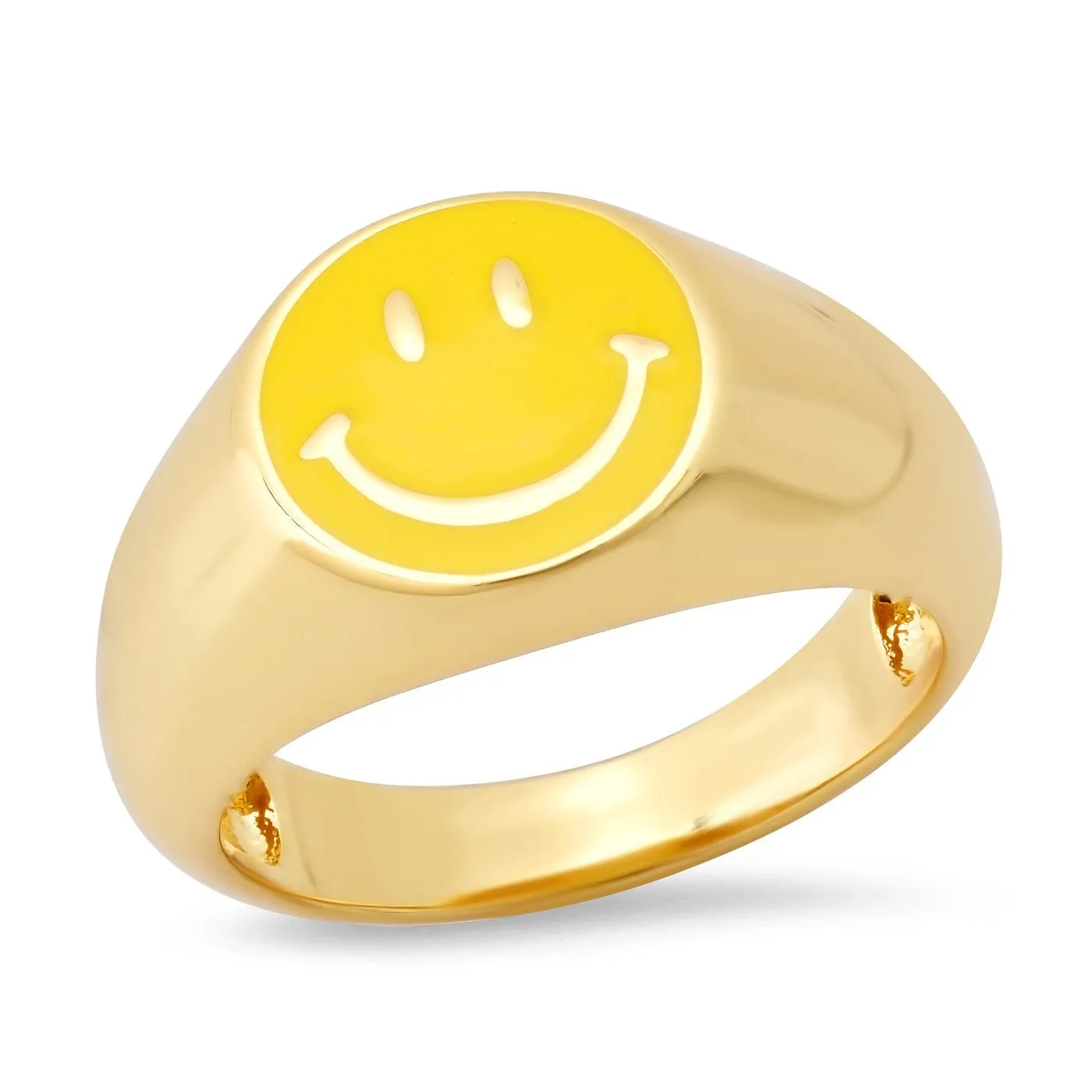 Enamel Smiley Face Signet Ring