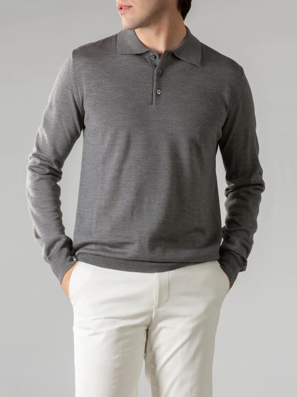 Extrafine Merino Polo Dark Grey