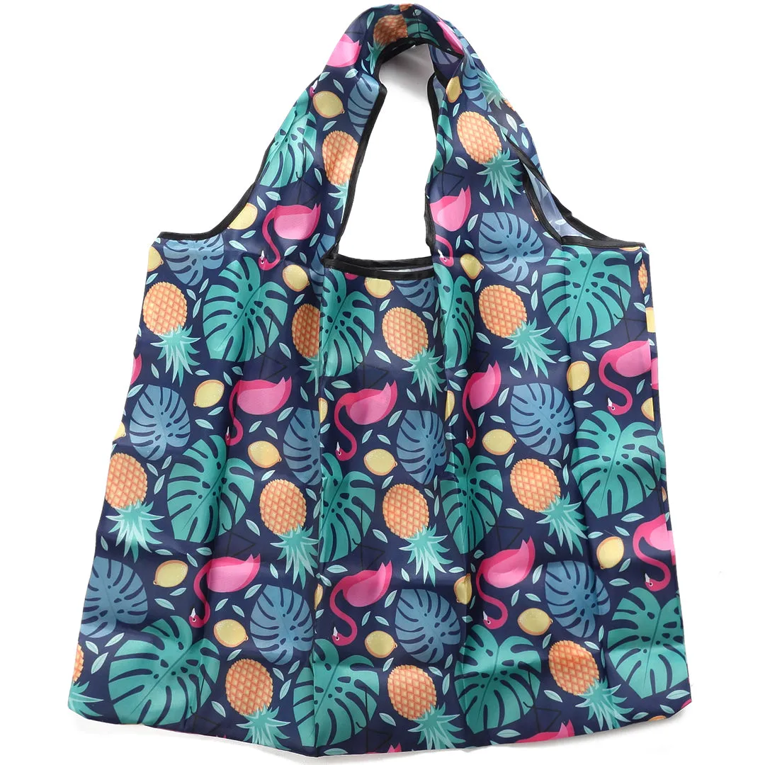 Foldable Bag Jackie Flamingo Pineapple Blue