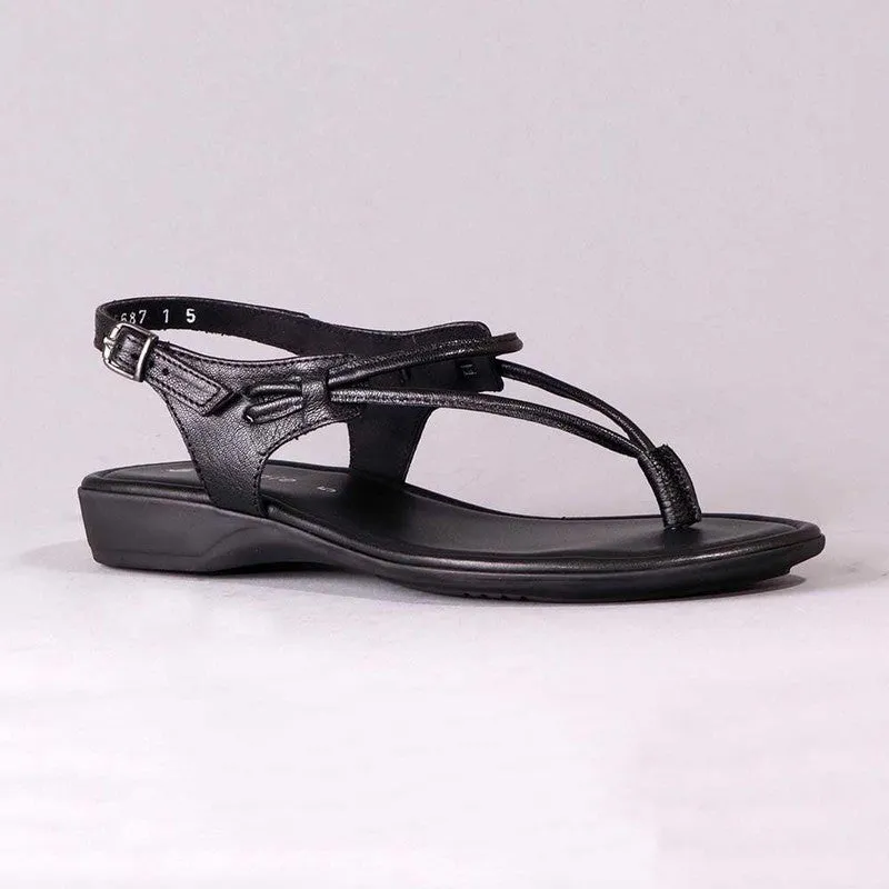 Froggie Ella Leather Comfort Thong Sandal - Black