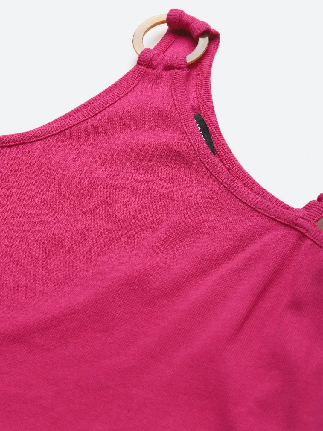 Fuchsia One Shoulder Strappy Top