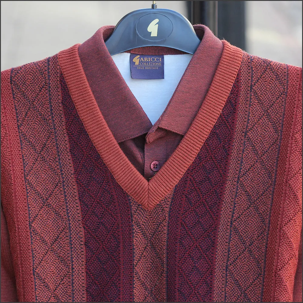 Gabicci M01 Rust Patterned  V Neck>