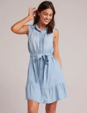 Gathered Ruffle Shirt Dress, Caribbean Wash