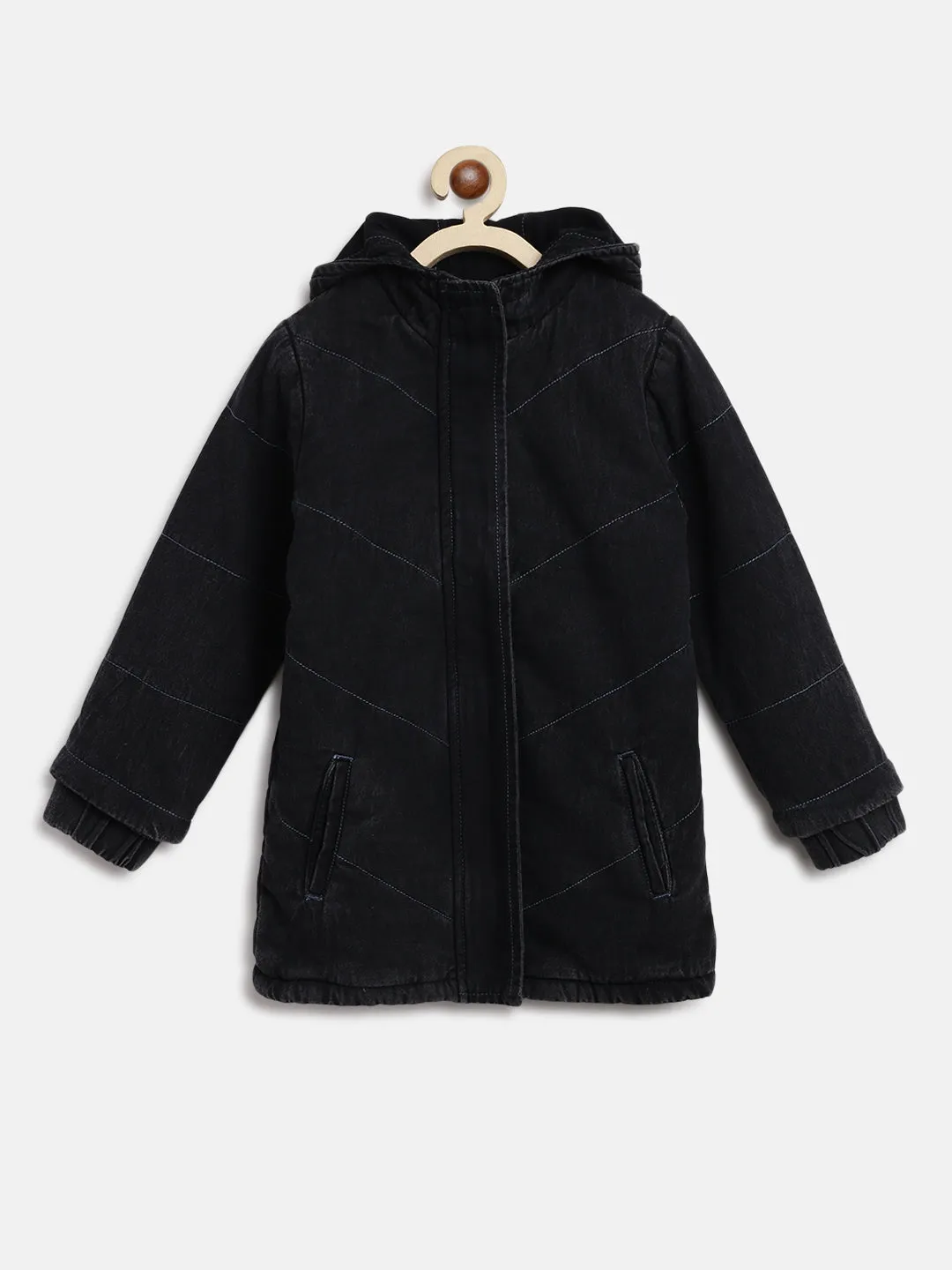 Girls Cotton Black Jacket