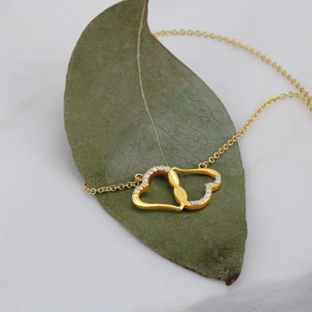 Gold Necklace with Diamonds | To My Queen | Our hearts belong together | Gift for Her | Minimalist Necklace