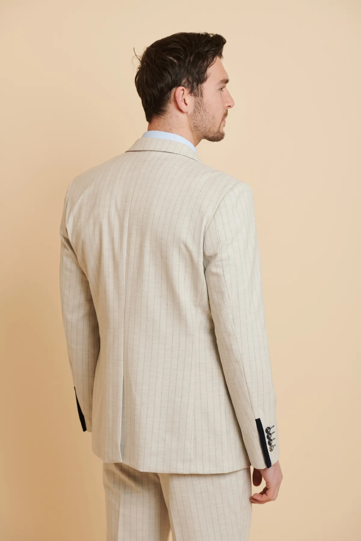 GRANT - Stone Pinstripe Double Breasted Suit