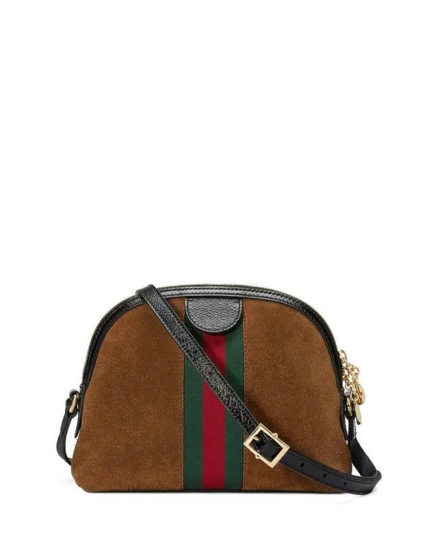 Gucci Ophidia Crossbody Linea Dragoni Small Chain Brown Suede Shoulder Bag