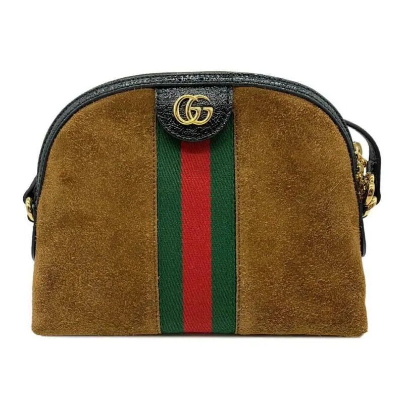 Gucci Ophidia Crossbody Linea Dragoni Small Chain Brown Suede Shoulder Bag