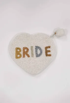 Heart Shape Bride Beaded Pouch