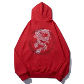 Heavy industry embroidered golden dragon sweatshirt