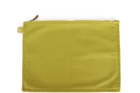 HERMES BORA FLAT POUCH GM LIME GREEN COTTON SILVER HARDWARE, NO DUST COVER