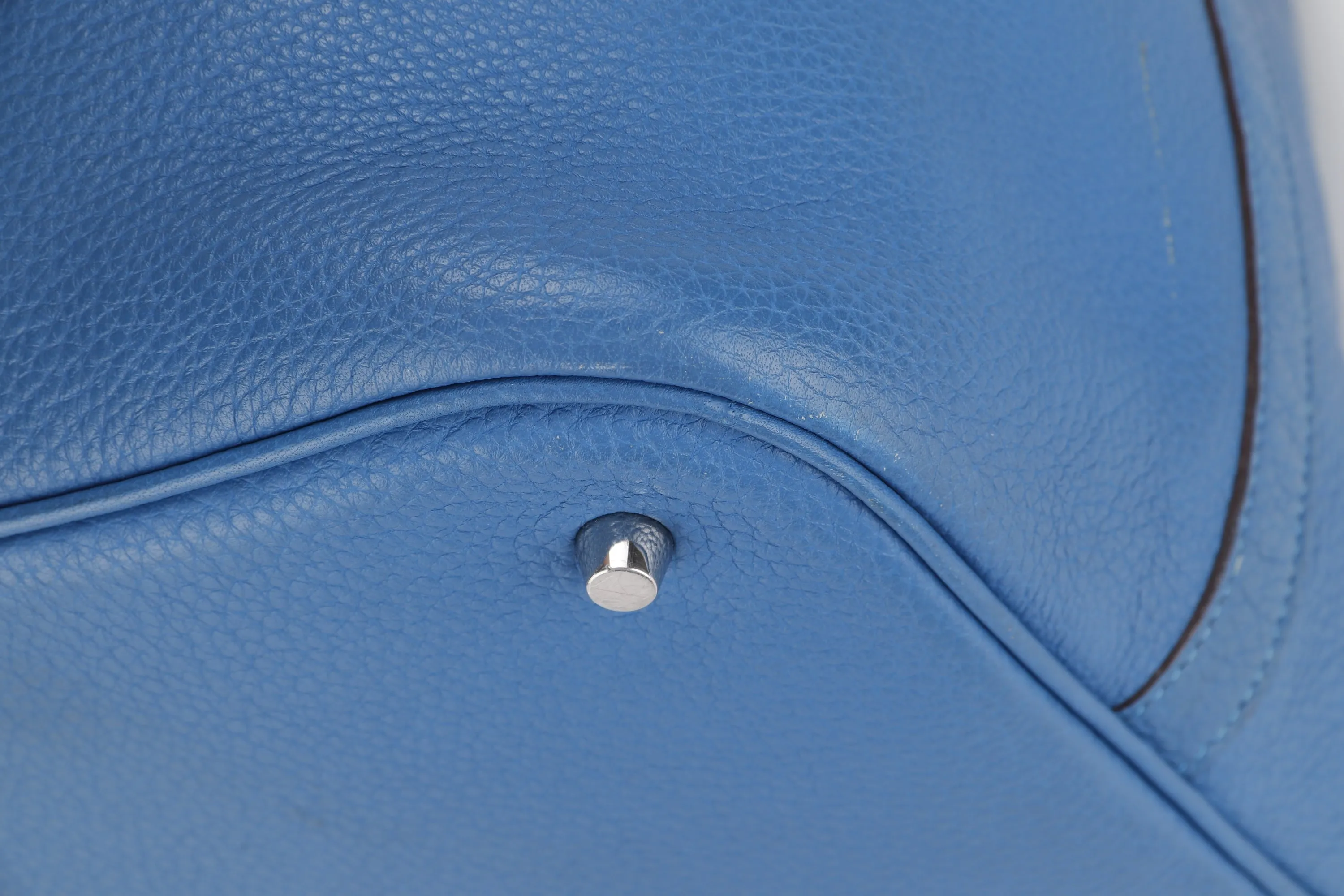 HERMES PICOTIN 26 LOCK GM [STAMP O (2011)] BLUE IZMIR TOGO LEATHER PALLADIUM HARDWARE, WITH LOCK, KEY & DUST COVER