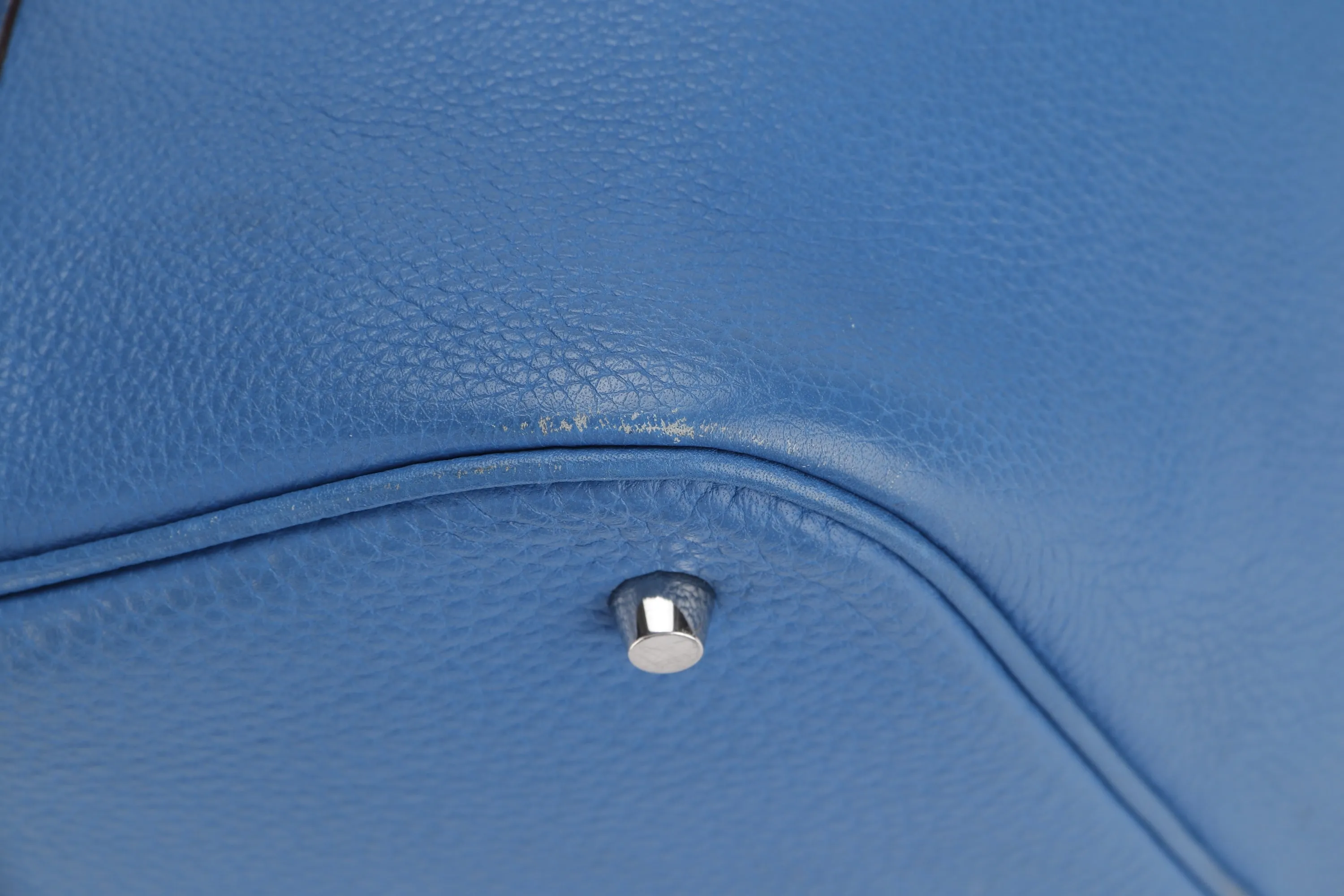 HERMES PICOTIN 26 LOCK GM [STAMP O (2011)] BLUE IZMIR TOGO LEATHER PALLADIUM HARDWARE, WITH LOCK, KEY & DUST COVER