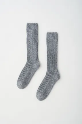 Highlands Sweater Socks in Charcoal/Oat Melange