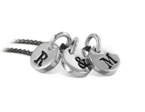 Initial Charm Necklace (3 Initials) - Silver