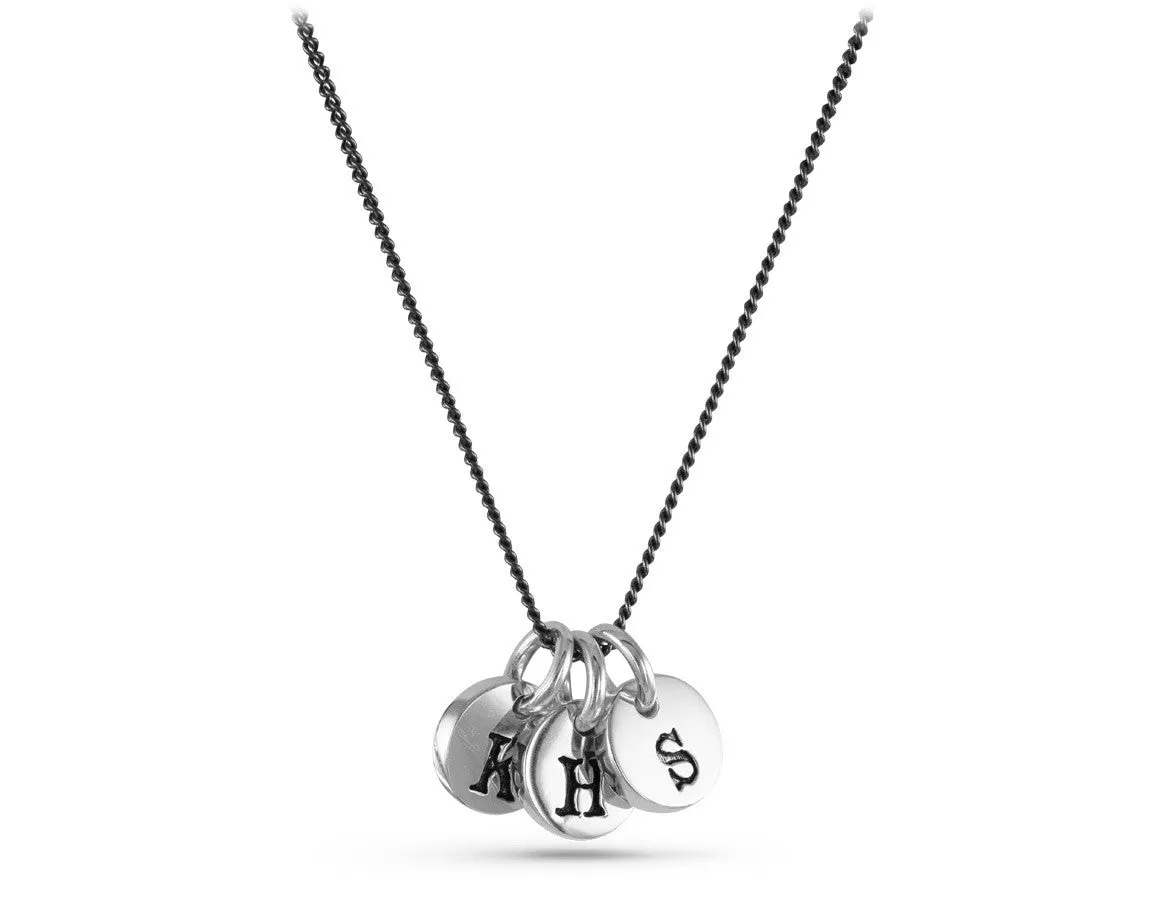 Initial Charm Necklace (3 Initials) - Silver