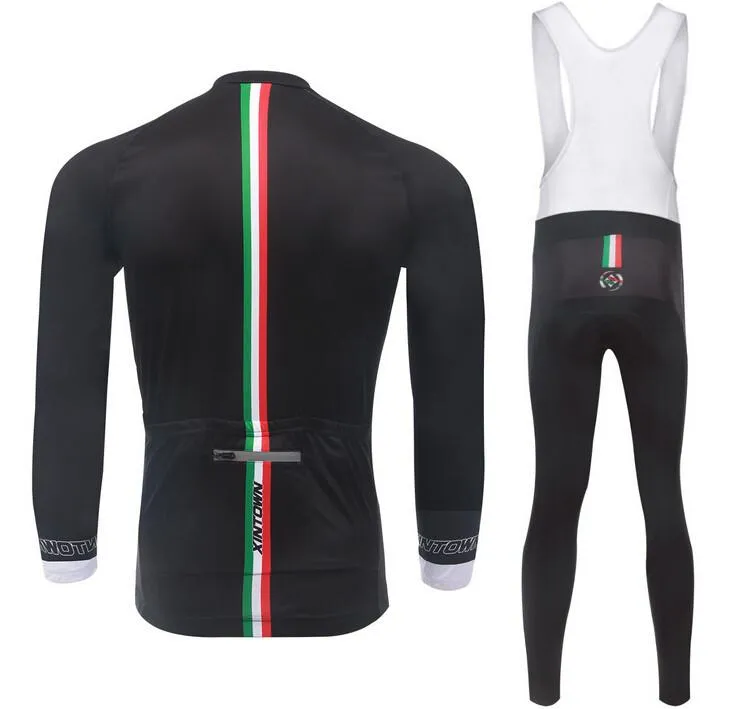 Italy Black Long Sleeve Cycling Jersey Set