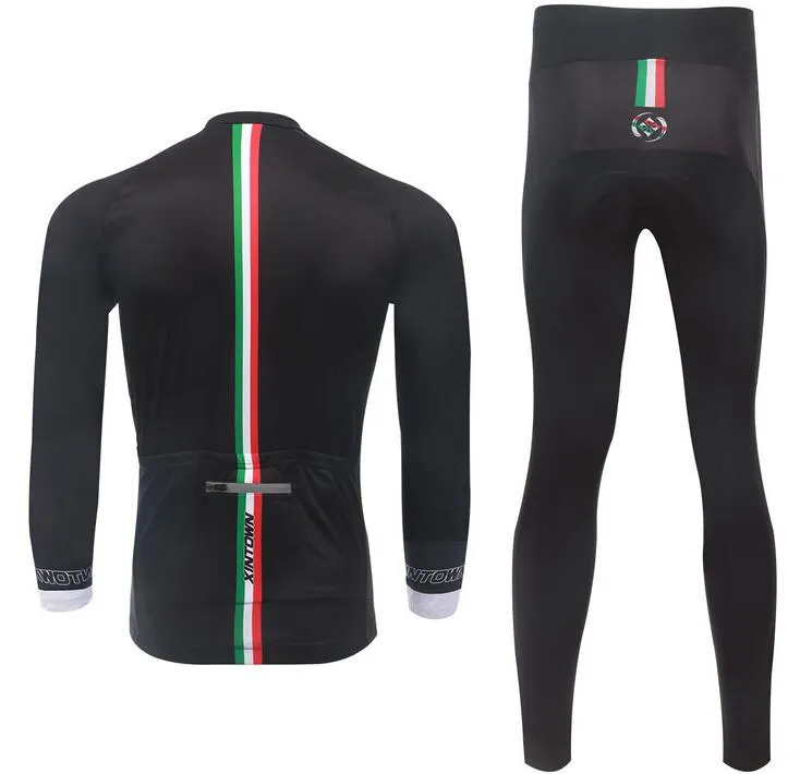 Italy Black Long Sleeve Cycling Jersey Set