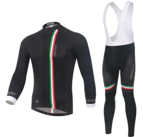 Italy Black Long Sleeve Cycling Jersey Set