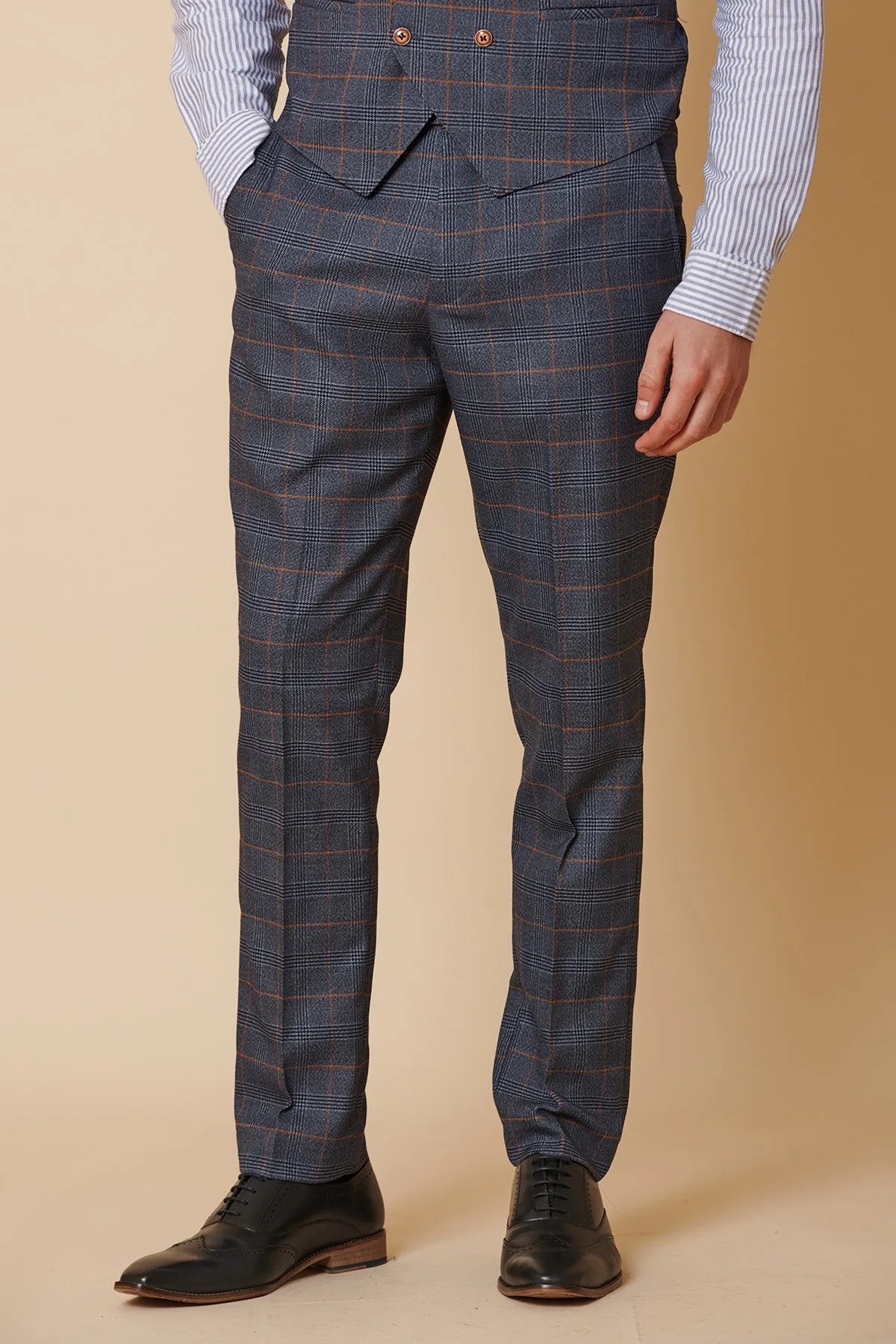 JENSON - Sky Blue Check Trousers