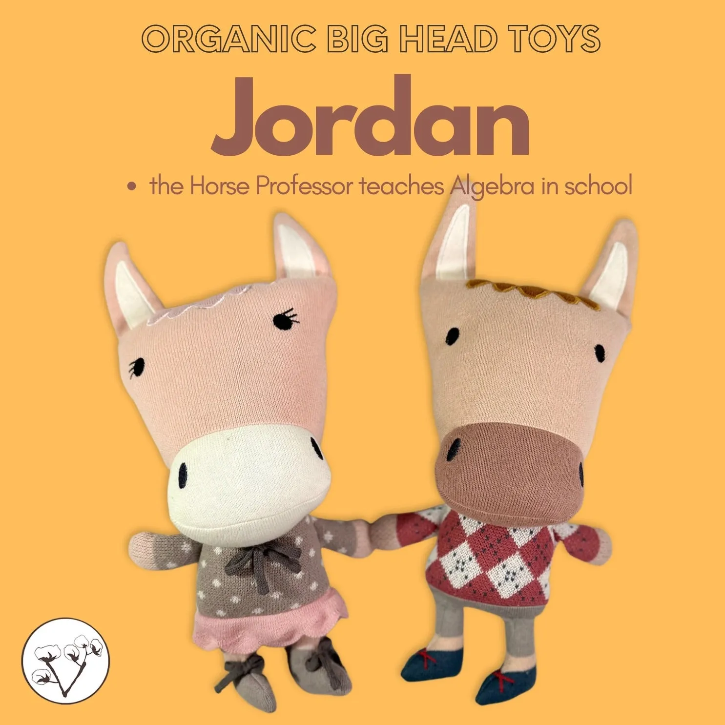 Jordan Horse Organic Cotton Fine Knit Stuffed Animal Baby Toy (2 Colors)