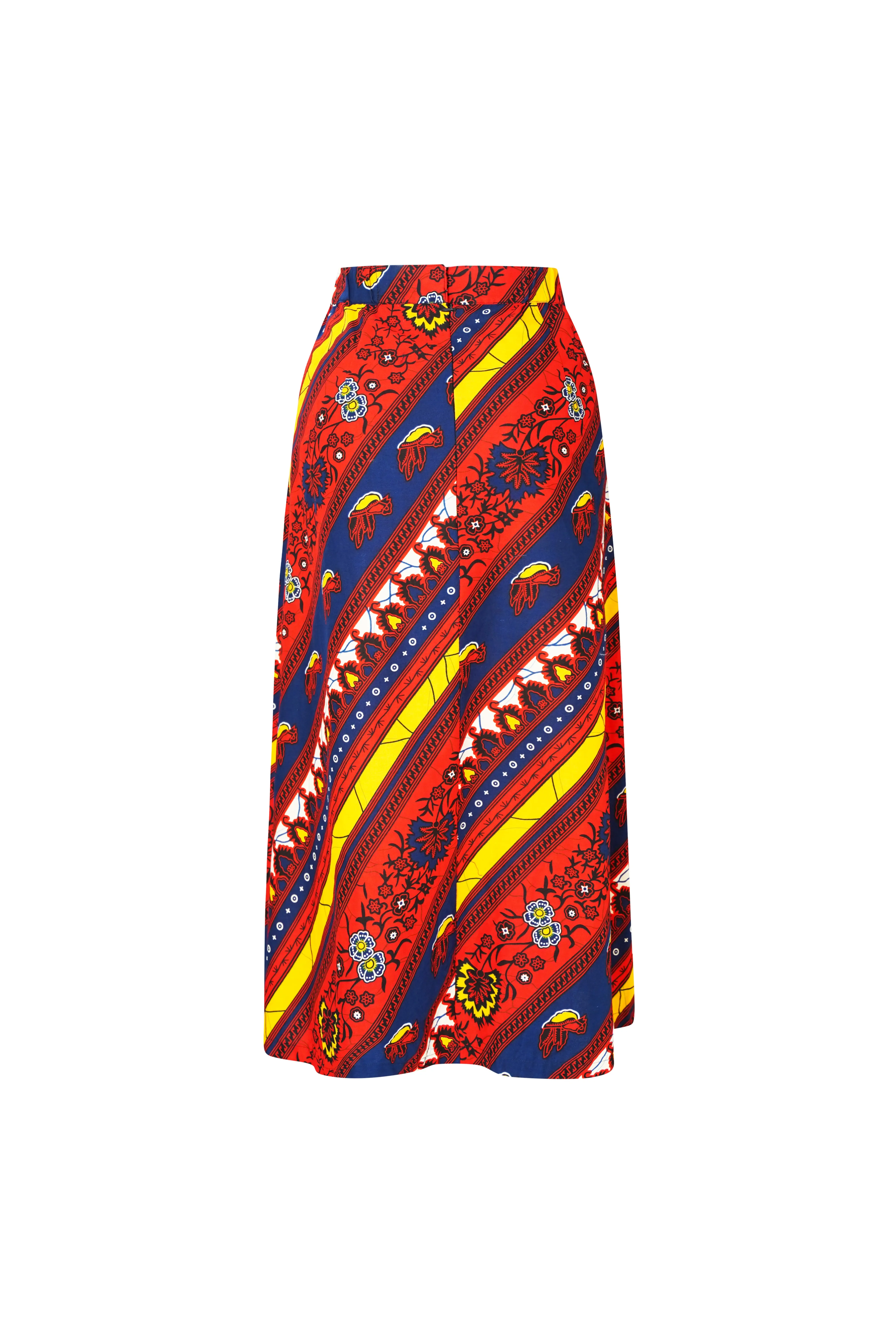 Kehinde Midi Skirt - Red Blue and Yellow African Ankara Wax Cotton Print