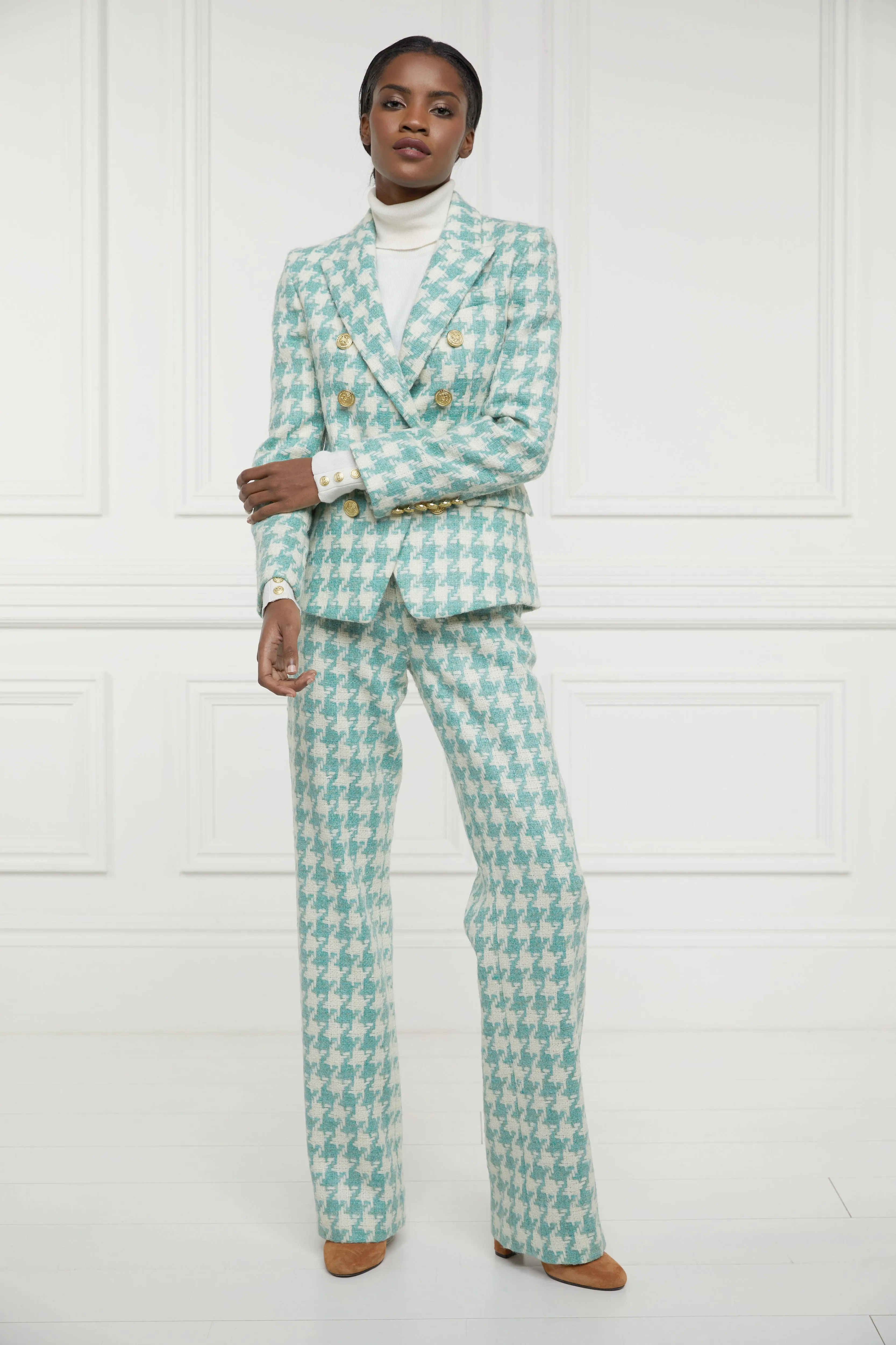 Knightsbridge Blazer (Large Scale Teal Houndstooth)