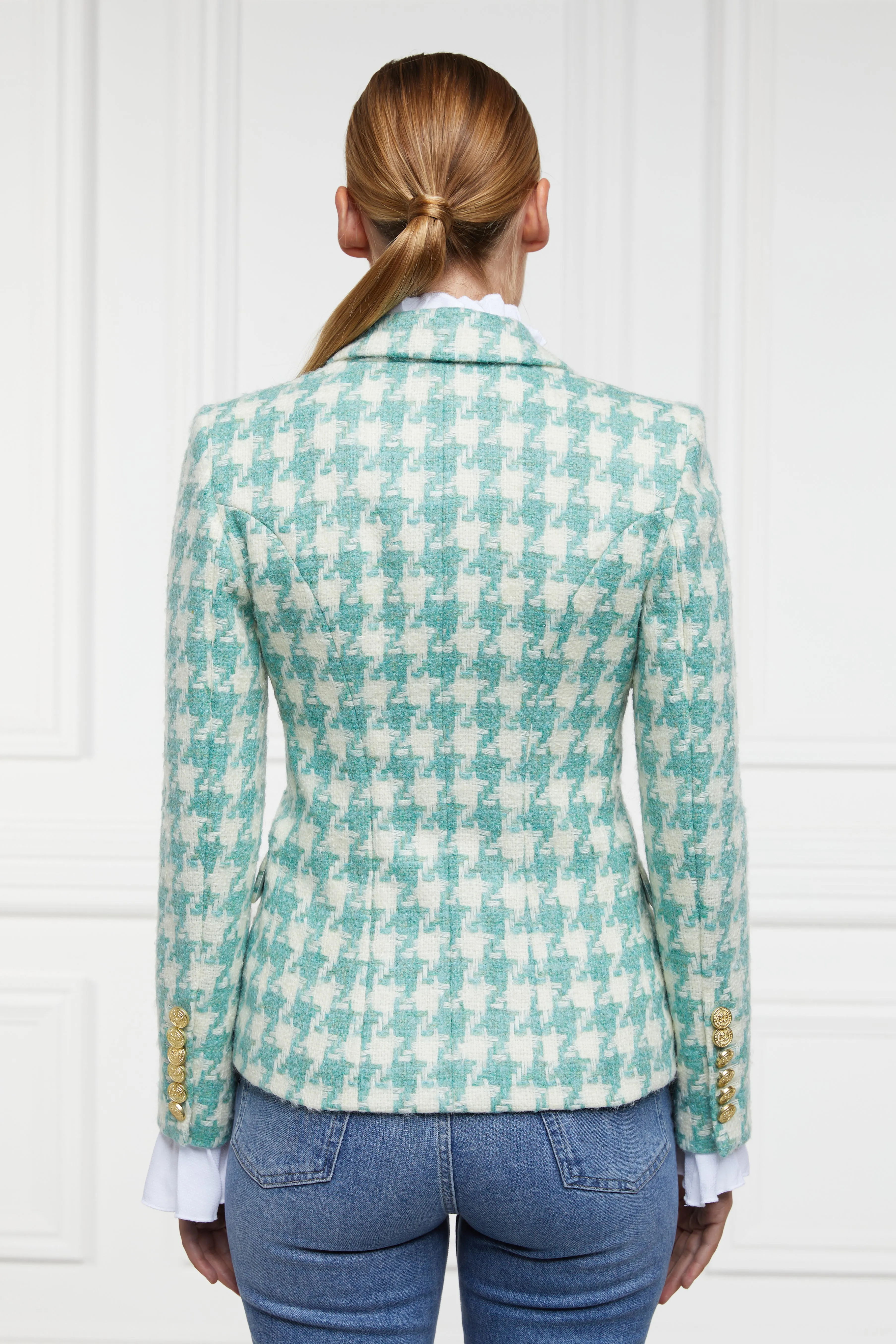 Knightsbridge Blazer (Large Scale Teal Houndstooth)