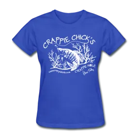 Ladies Royal Blue "Crappie Chick's"Contour Short Sleeve T-Shirt