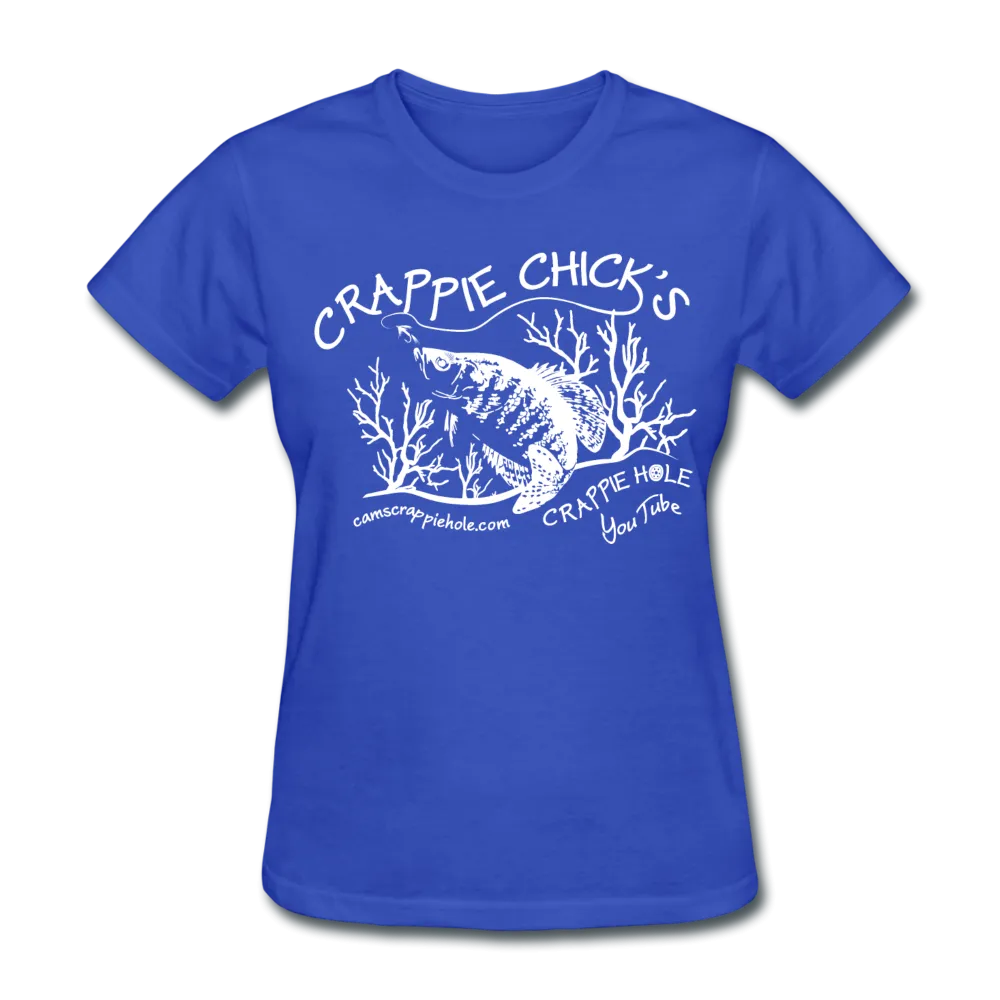 Ladies Royal Blue "Crappie Chick's"Contour Short Sleeve T-Shirt