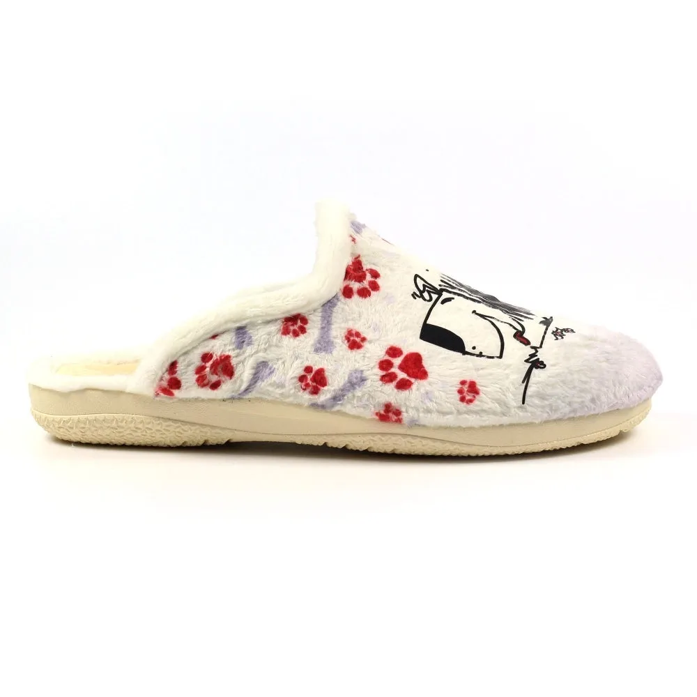 Ladies White  Bedroom Slipper Mule Lazy Dogz Foam Eternity