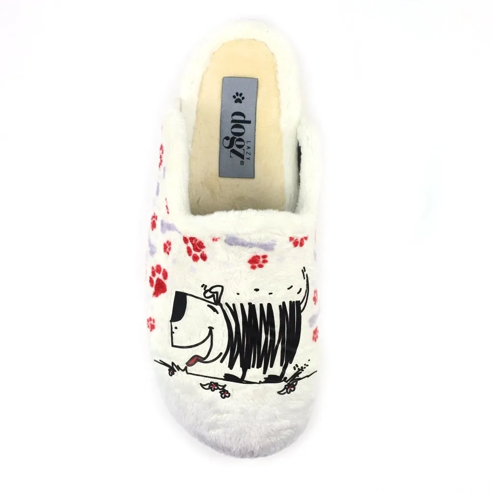 Ladies White  Bedroom Slipper Mule Lazy Dogz Foam Eternity