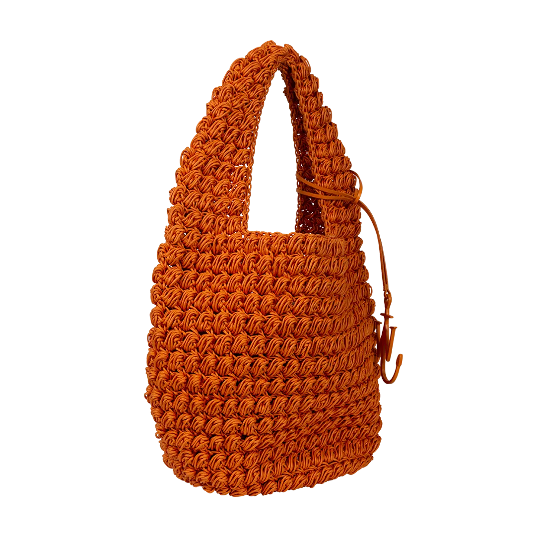 Large Orange Popcorn Basket Hobo Bag