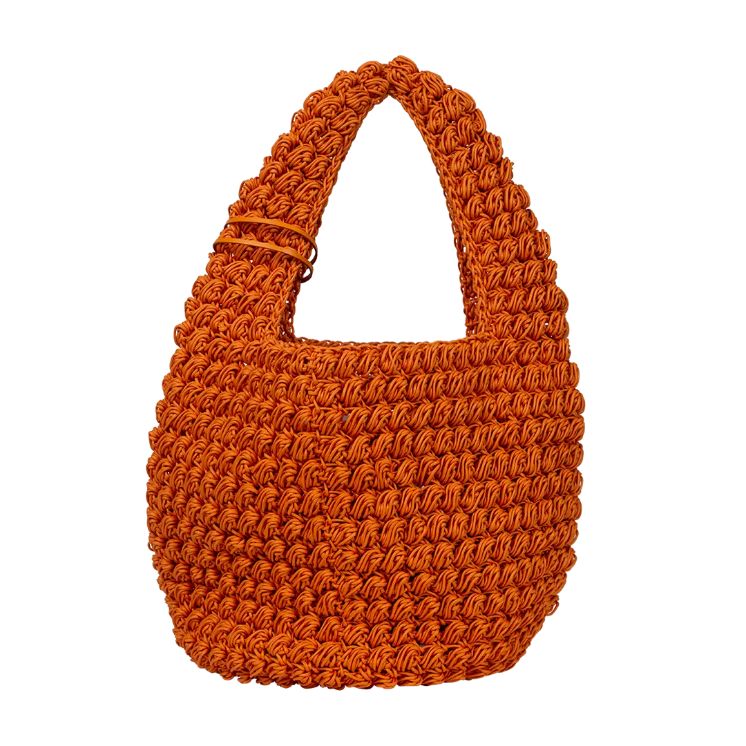 Large Orange Popcorn Basket Hobo Bag