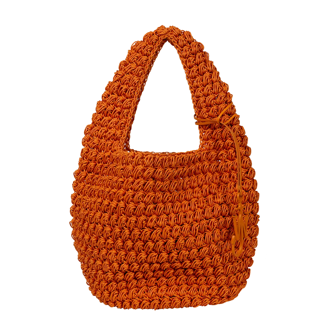 Large Orange Popcorn Basket Hobo Bag