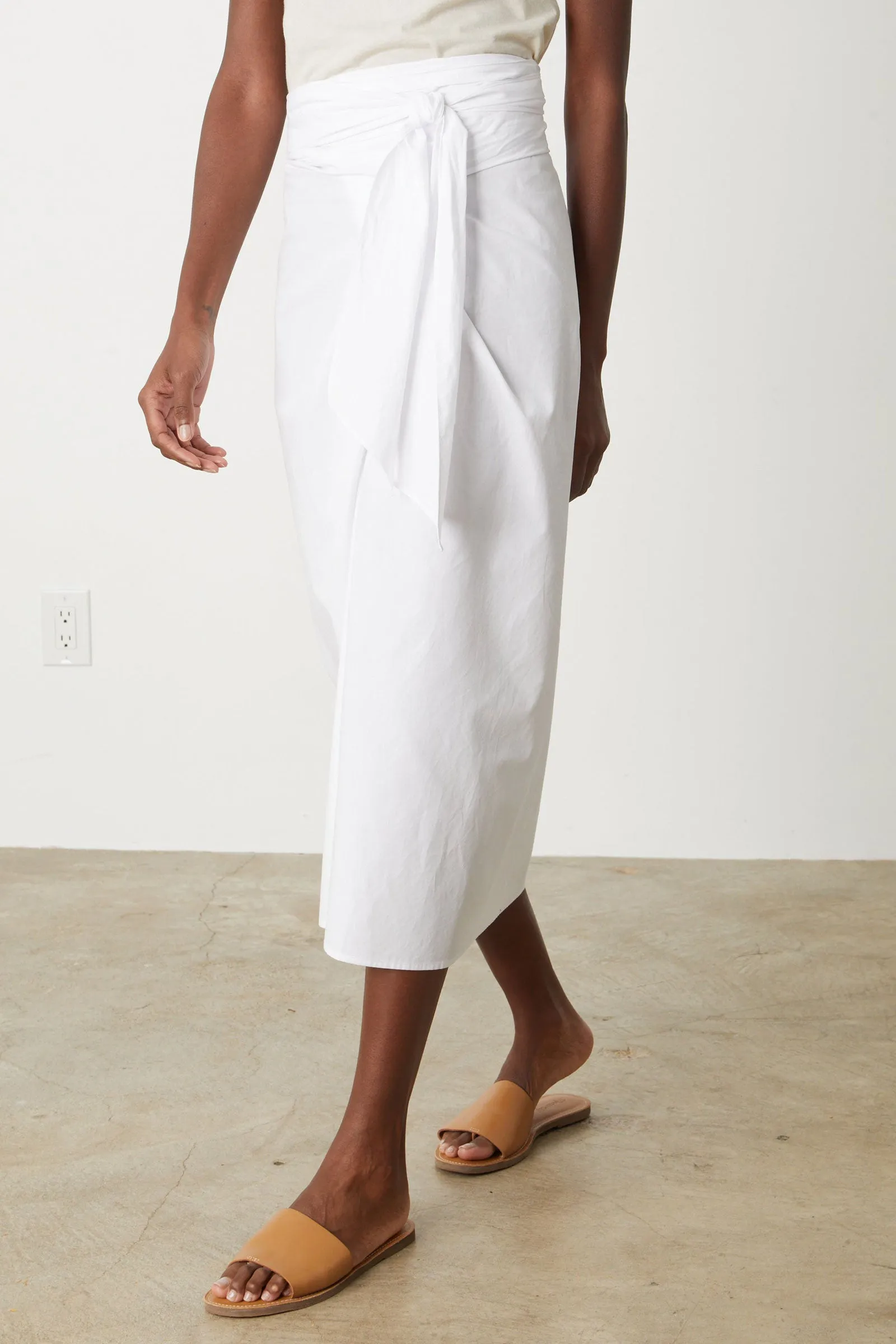 Leena Tie Front Cotton Skirt