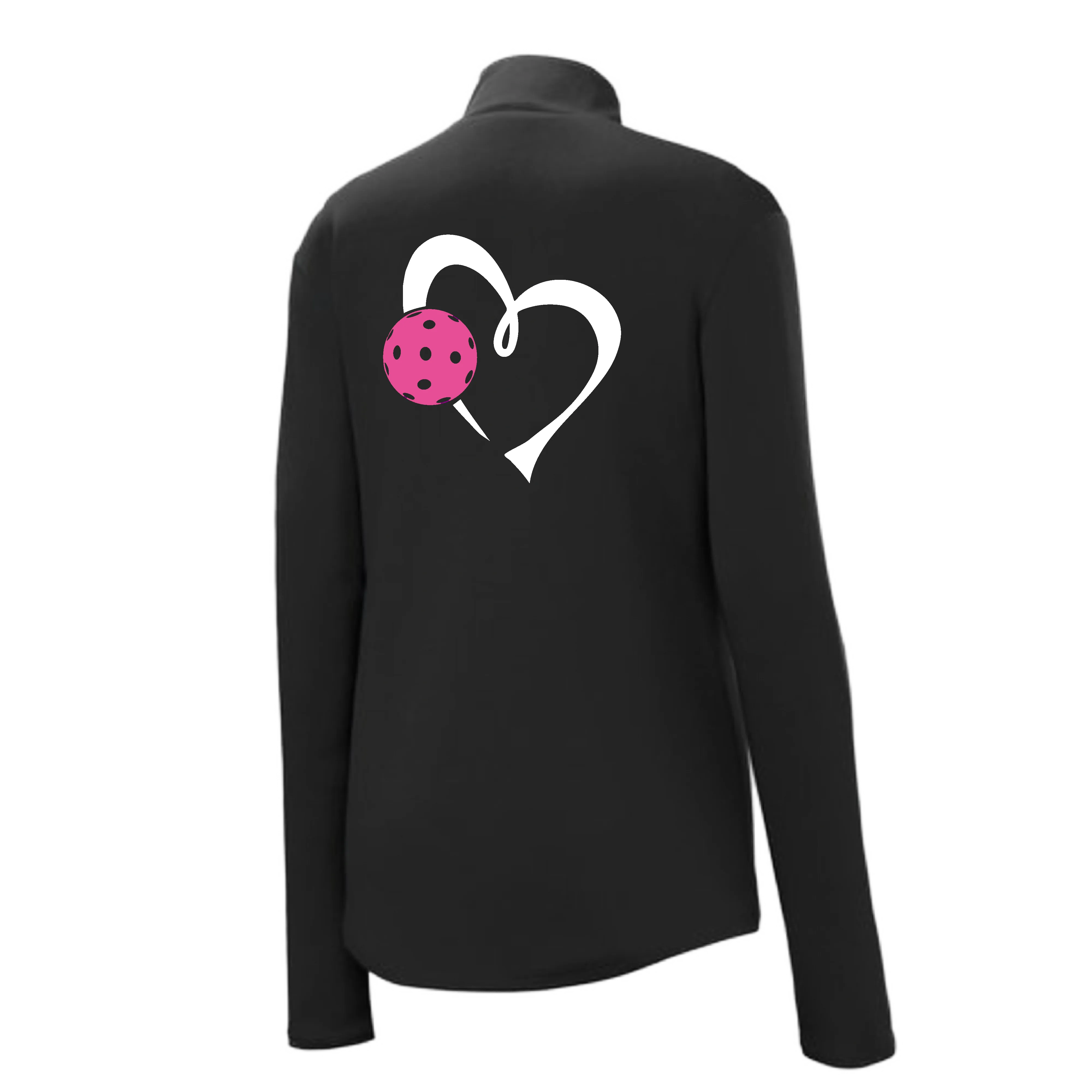 Love Pickleball Heart (Pink) | Women's 1/4 Zip Pullover Athletic Shirt | 100% Polyester