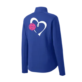 Love Pickleball Heart (Pink) | Women's 1/4 Zip Pullover Athletic Shirt | 100% Polyester