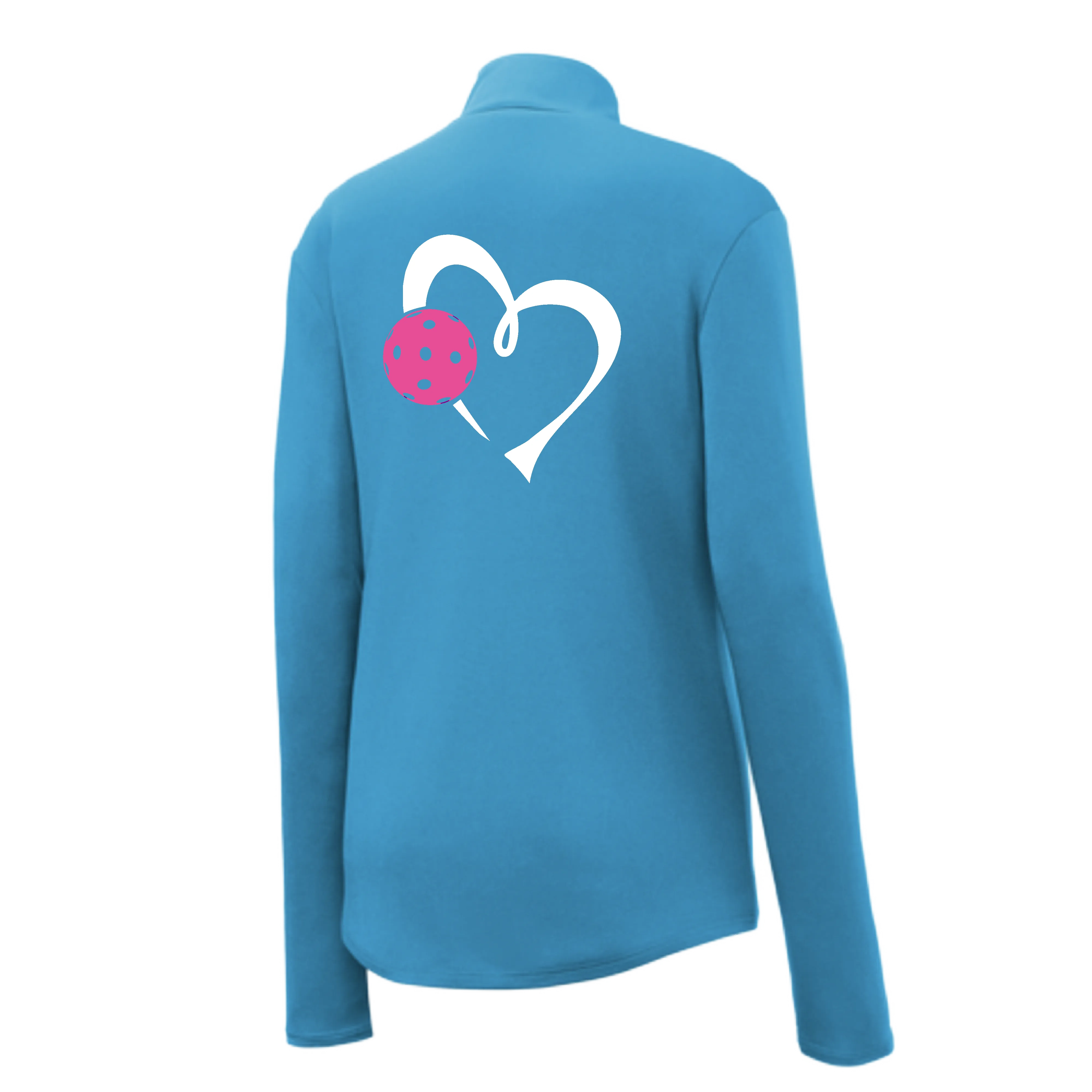 Love Pickleball Heart (Pink) | Women's 1/4 Zip Pullover Athletic Shirt | 100% Polyester