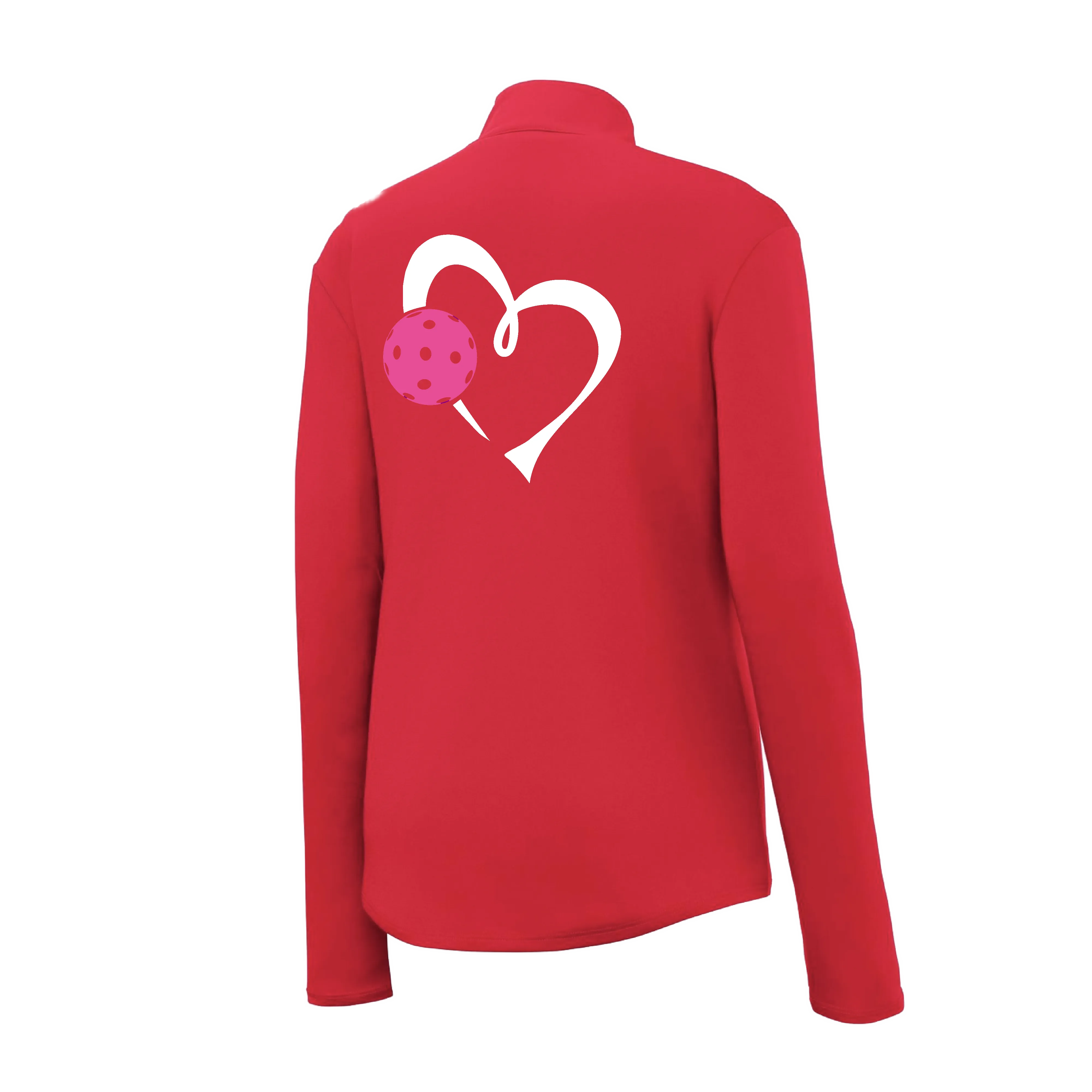 Love Pickleball Heart (Pink) | Women's 1/4 Zip Pullover Athletic Shirt | 100% Polyester