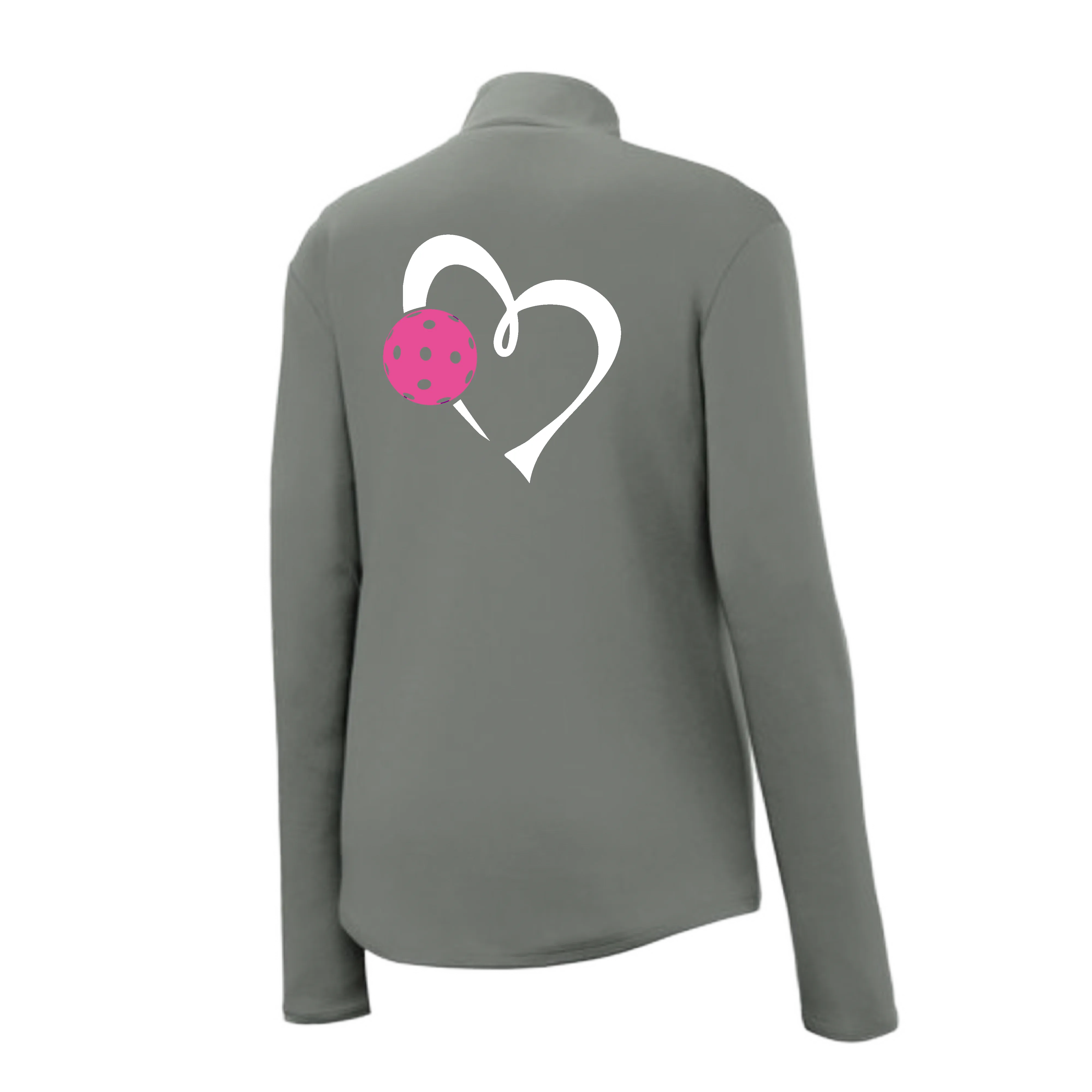 Love Pickleball Heart (Pink) | Women's 1/4 Zip Pullover Athletic Shirt | 100% Polyester