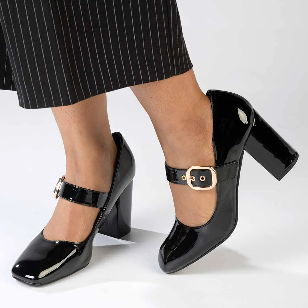 Madison Banks Block Heel - Black