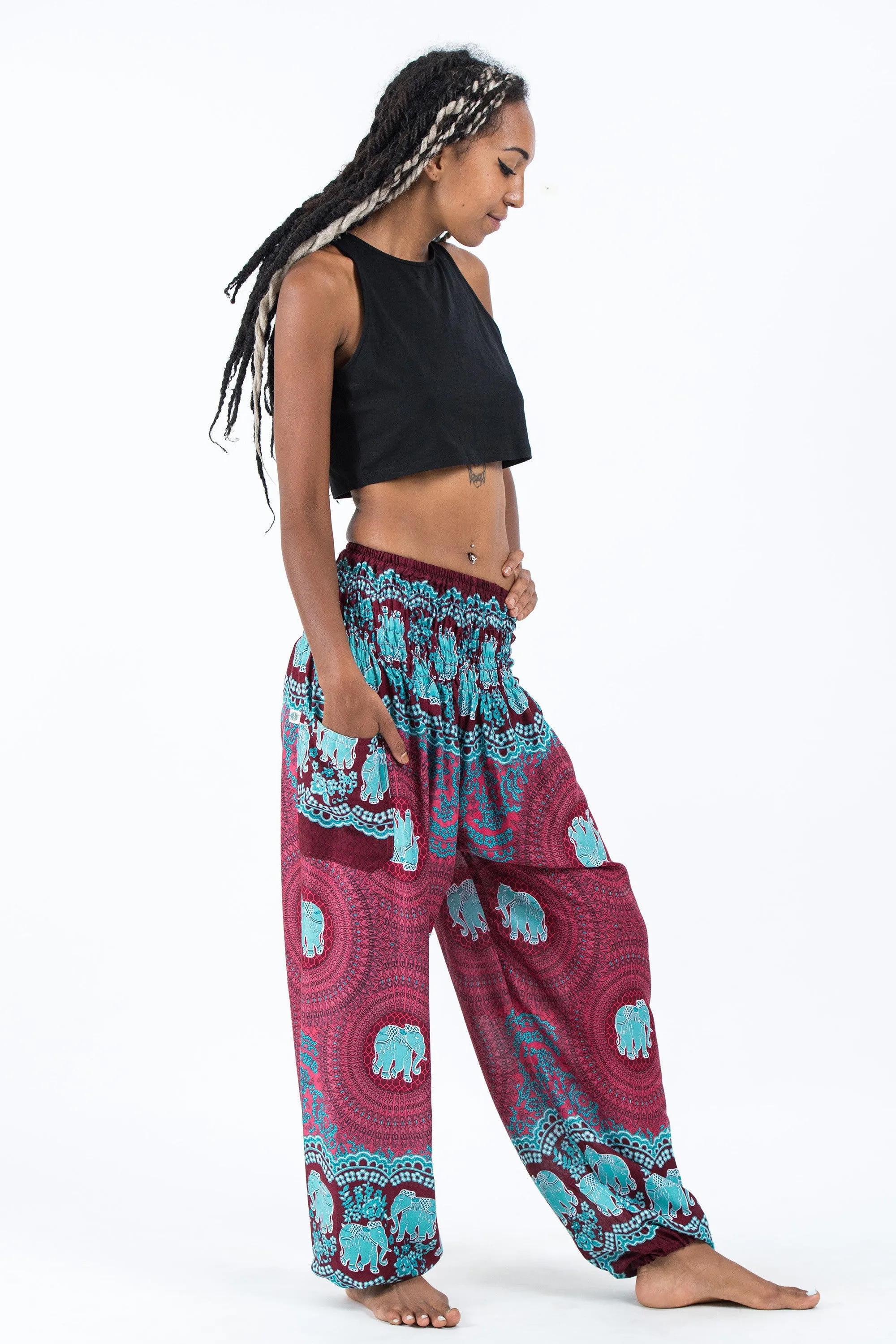 Mandala Elephant Women's Elephant Pants in Red