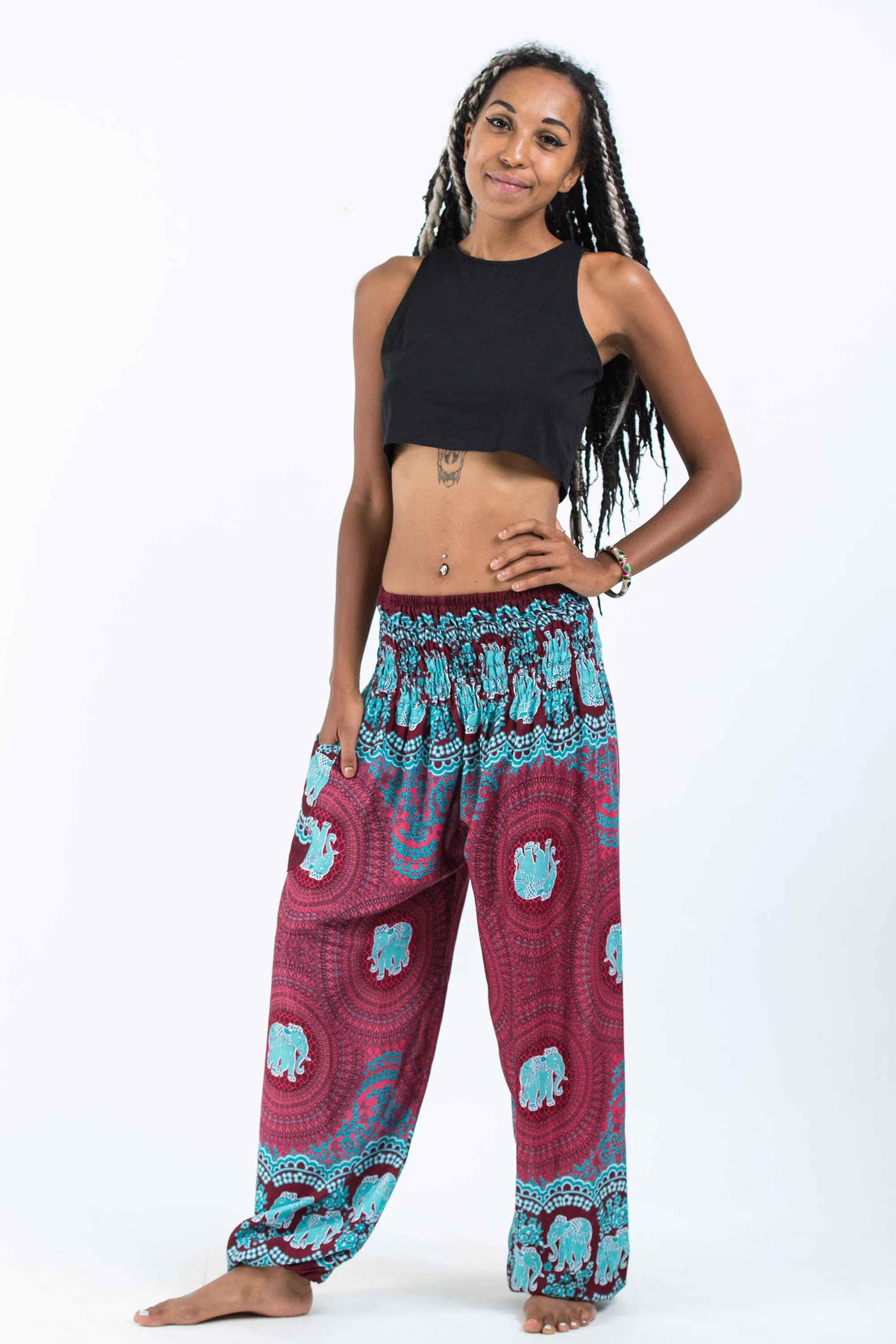 Mandala Elephant Women's Elephant Pants in Red