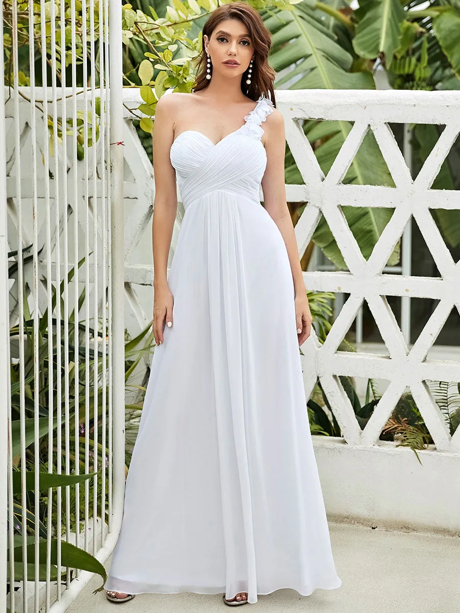 Maxi Long One Shoulder Chiffon Bridesmaid Dresses for Wholesale