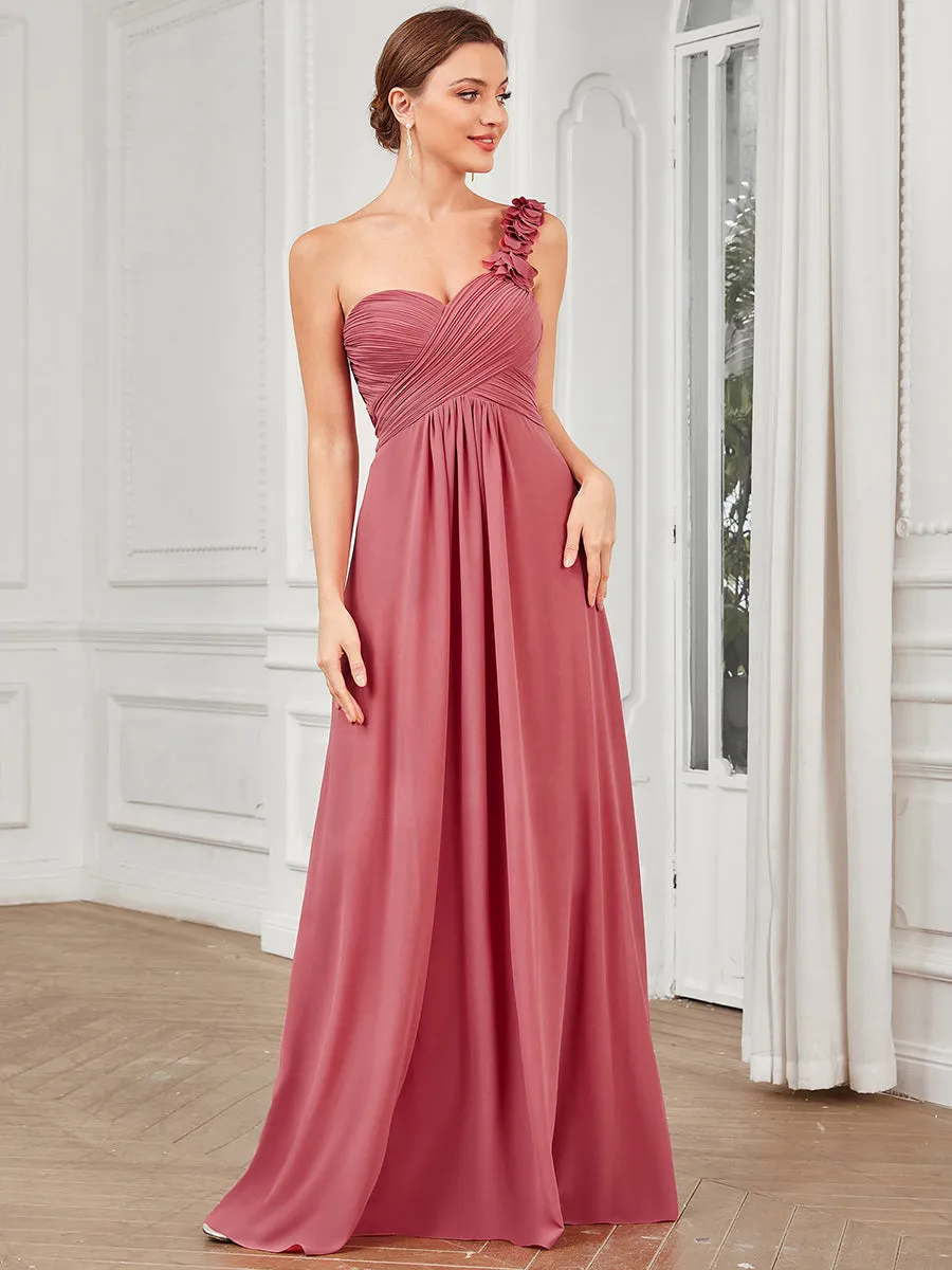 Maxi Long One Shoulder Chiffon Bridesmaid Dresses for Wholesale