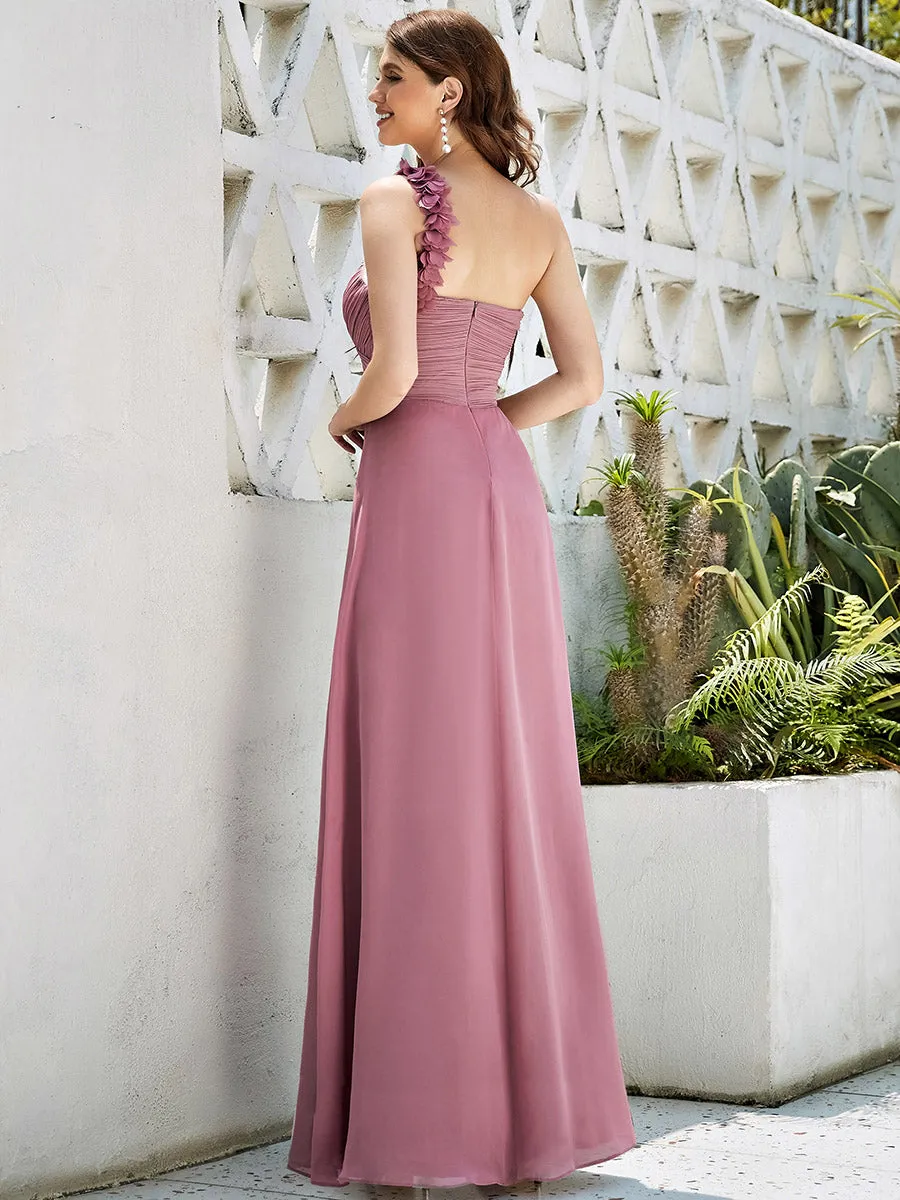 Maxi Long One Shoulder Chiffon Bridesmaid Dresses for Wholesale